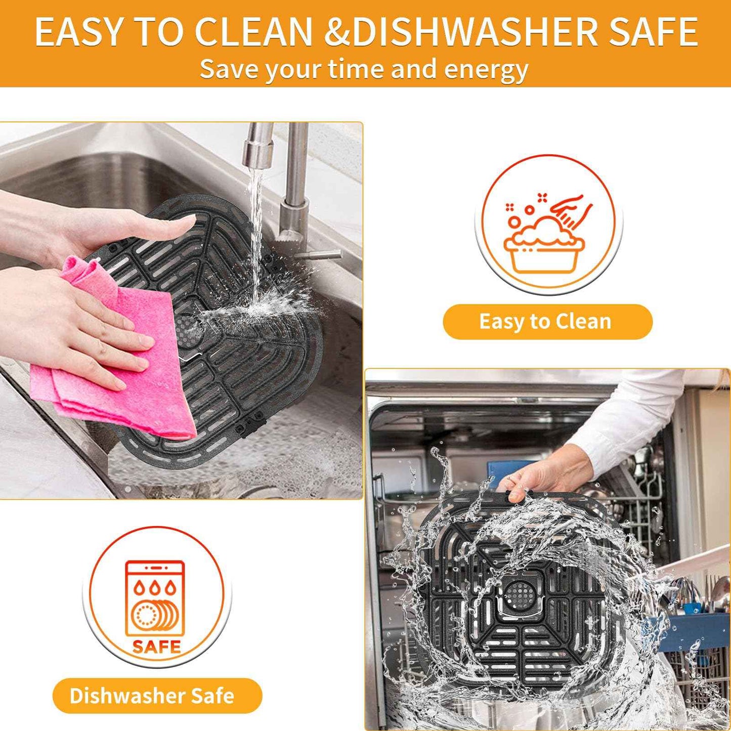 GWYSY Air Fryer Replacement Parts for Instant Vortex Plus 6QT instant pot vortex plus 6QT Clear Cook Air Fryer air fryer accessories Accessory Non-Stick Grill Pan Grill Plate Rack Tray Crisper Plate