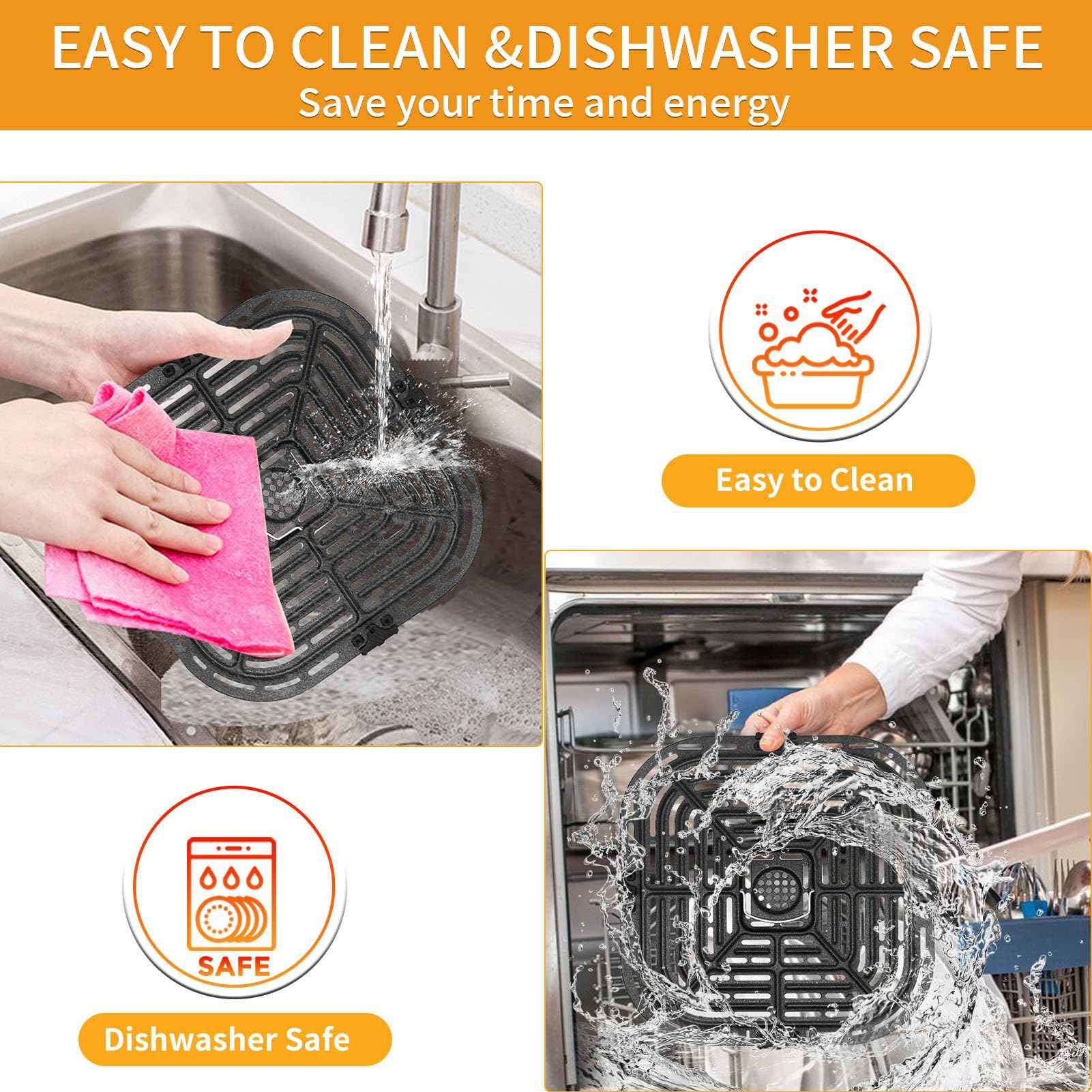 GWYSY Air Fryer Replacement Parts for Instant Vortex Plus 6QT instant pot vortex plus 6QT Clear Cook Air Fryer air fryer accessories Accessory Non-Stick Grill Pan Grill Plate Rack Tray Crisper Plate