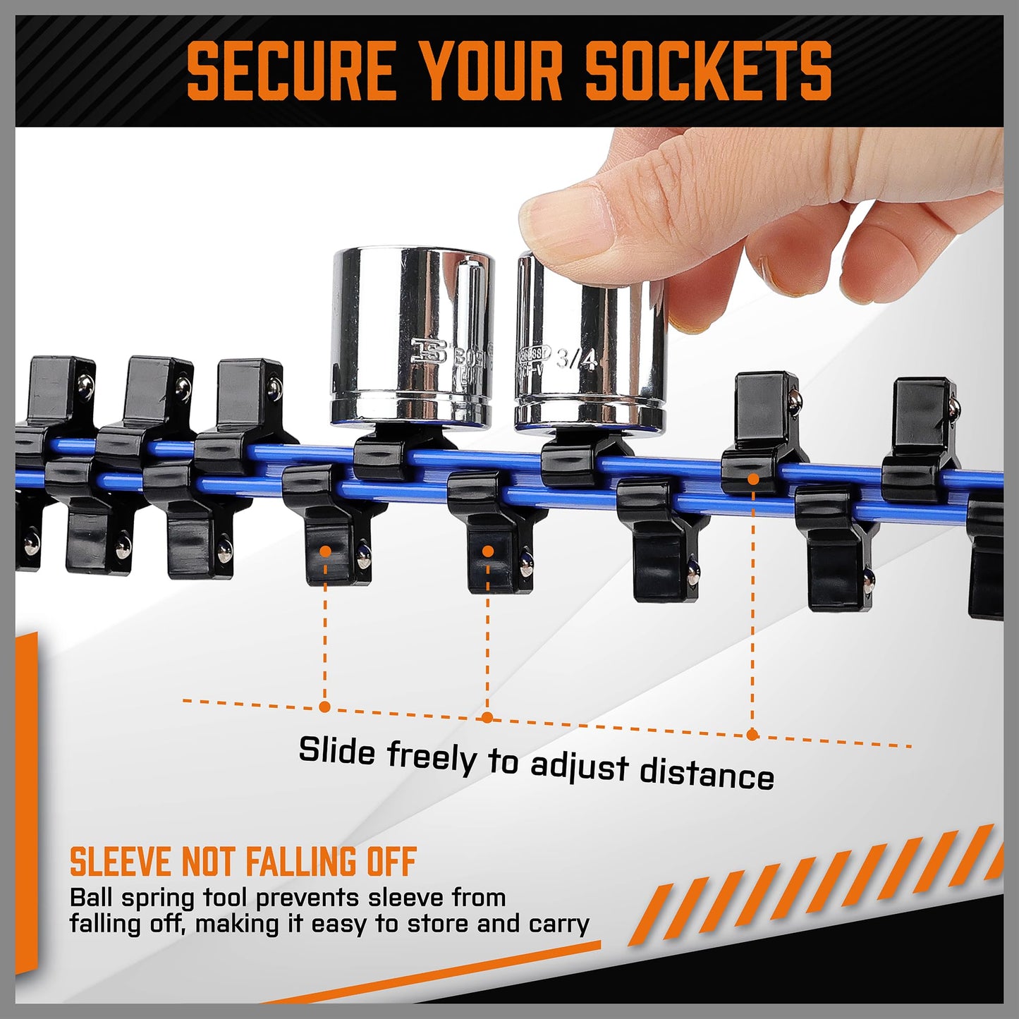 HORUSDY 6Pcs Double Sided Socket Organizer, 1/4-Inch, 3/8-Inch, 1/2-Inch, Premium Quality Socket Holders (6Pcs Double Sided Socket Organizer)