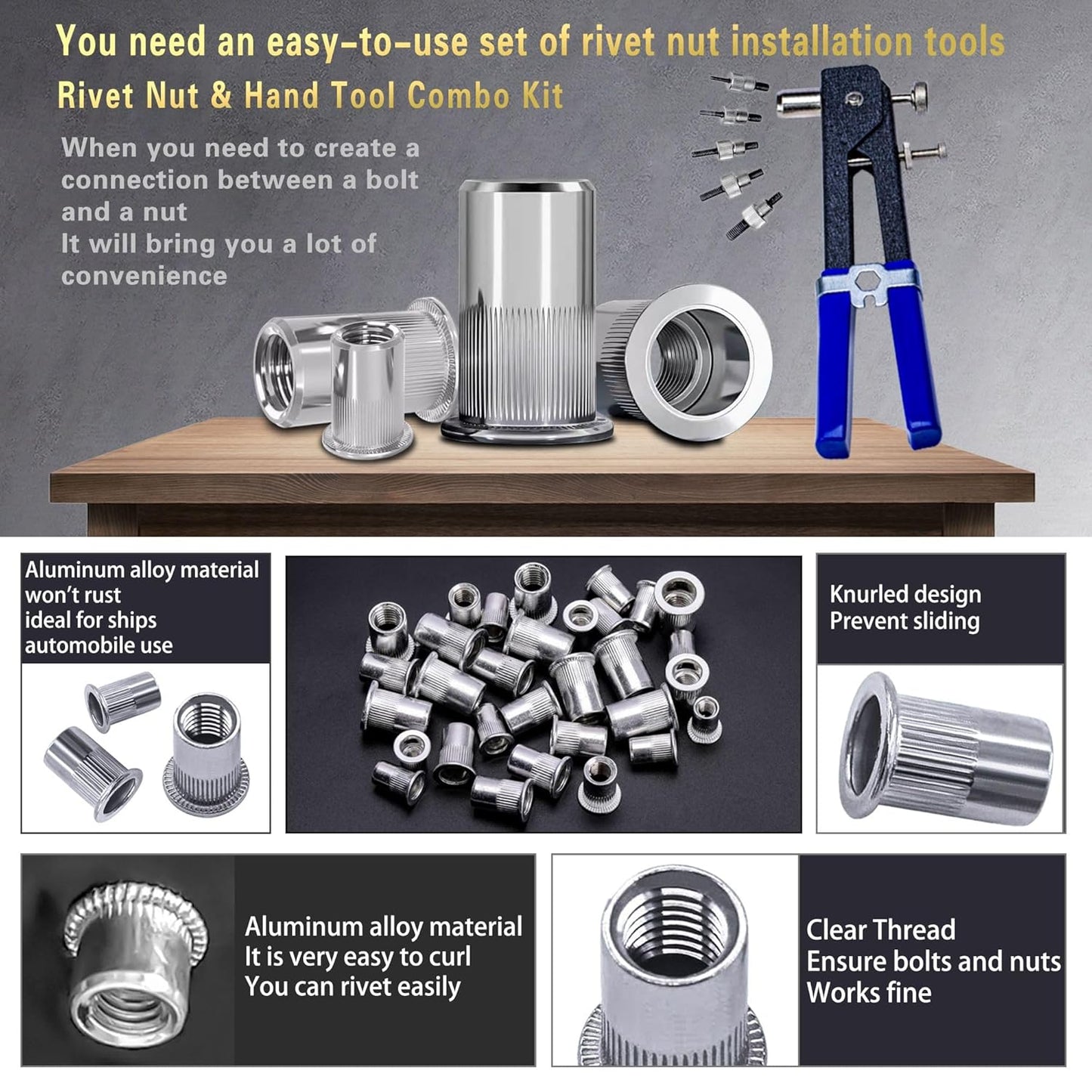 430-Piece Metric Rivet Nut Tool Kit - M8/M6/M5/M4/M3 for Automotive, Furniture & Industrial Use