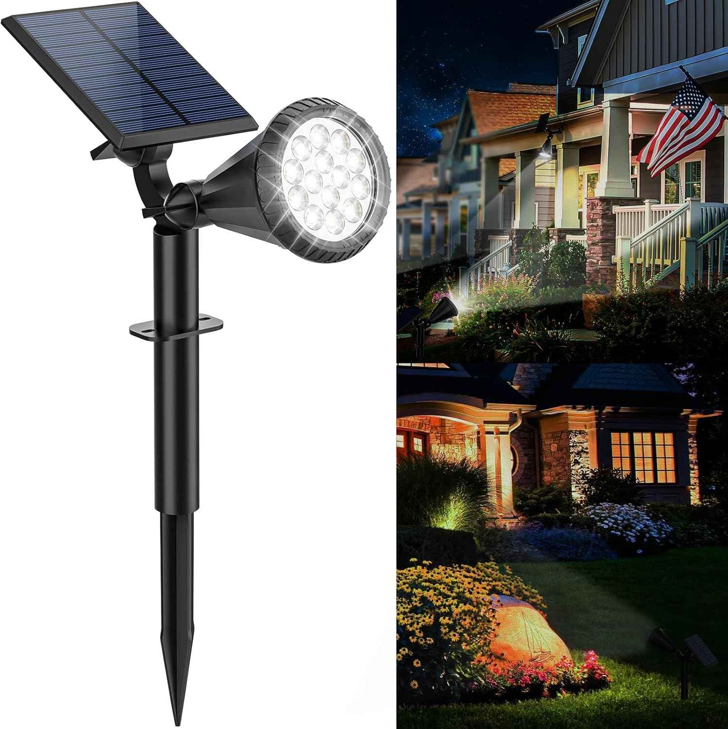 Solar Spot Lights Outdoor - 8 Pack Waterproof Adjustable Landscape Lights for Garden & Pathway