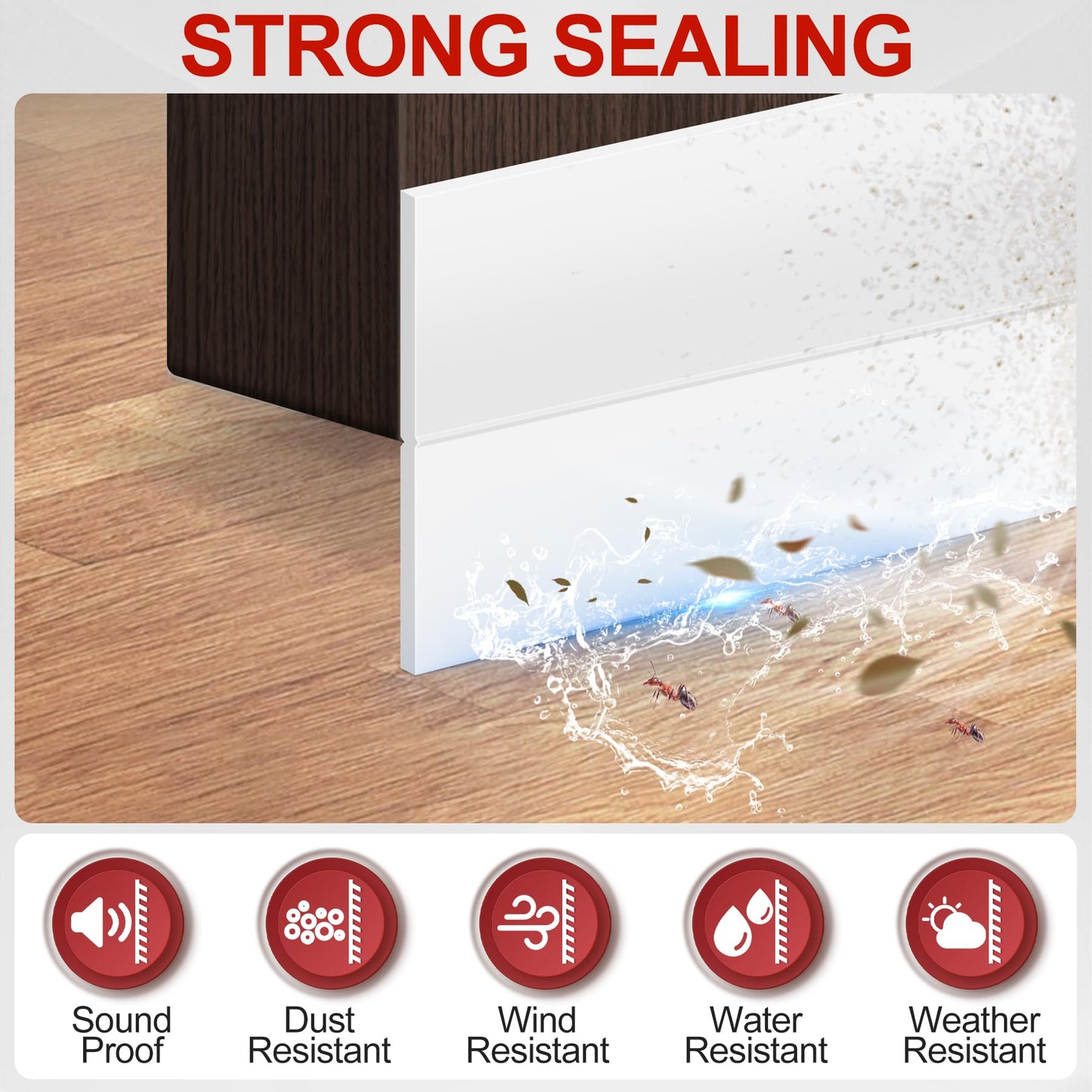 MYFAMIREA Door Weather Stripping 1IN (W) x 20FT (L) Door Draft Stopper Seal Tape Silicone Seal Strip Self Adhesive Shower Sweep Insulation Tape Side Bottom Strip for Sliding Glass Window Gap, White