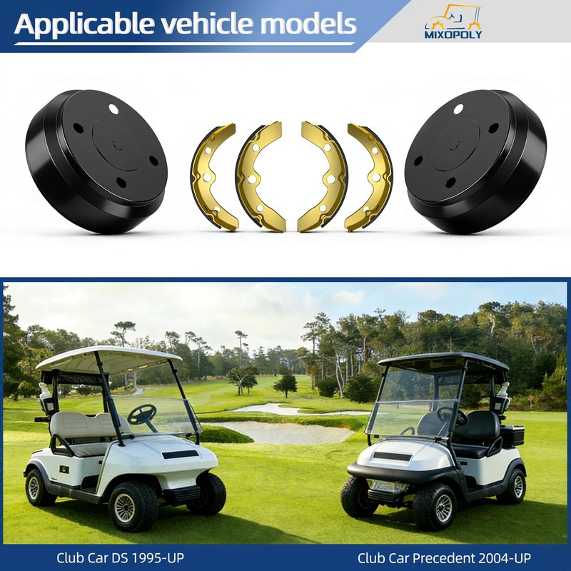 MIXOPOLY Golf Cart Brake Kit, Drums & Shoes Pads for Club Car DS & Precedent 1995-Up, Replace OEM 101791101 101823201 10603