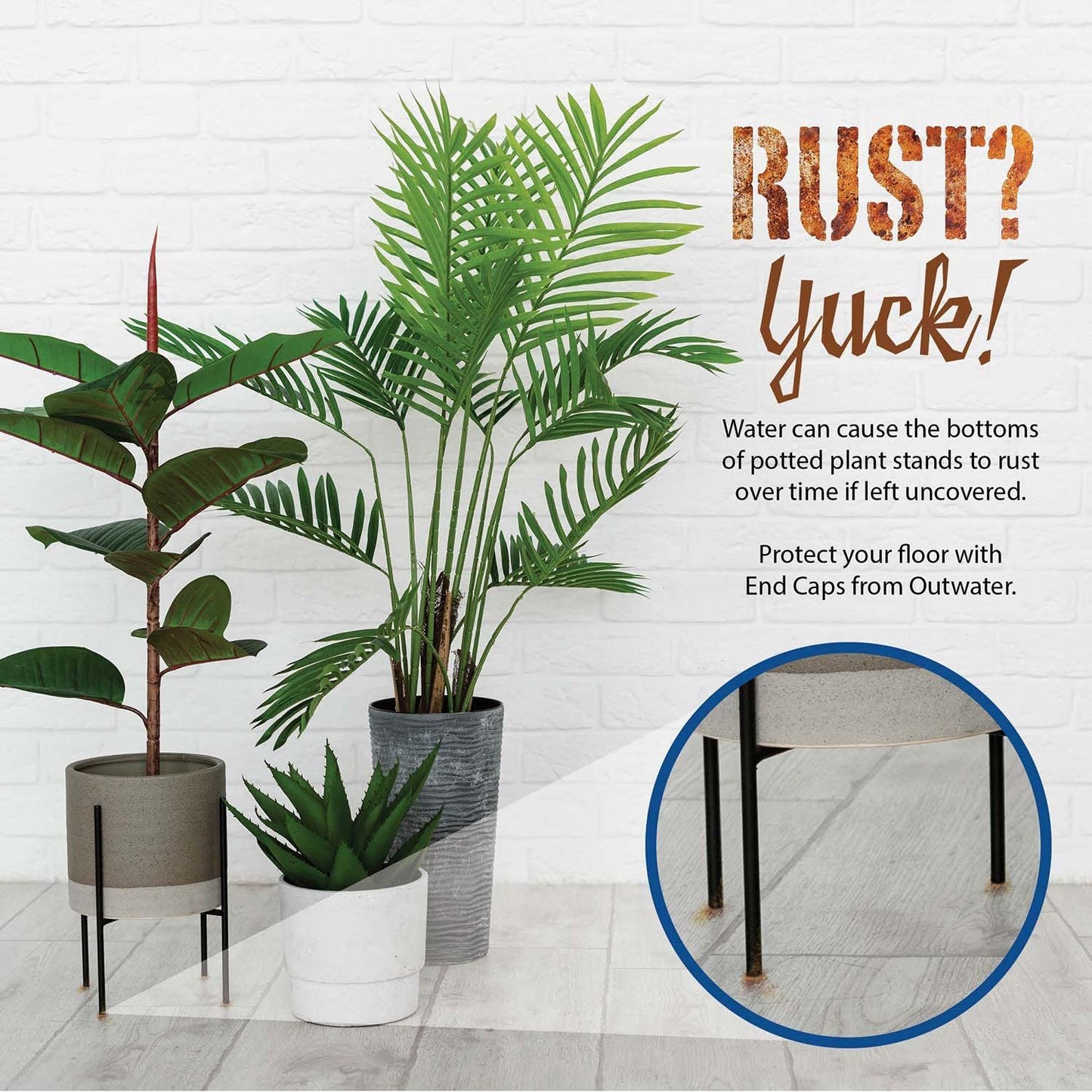 Outwater Plastic 2-1/2" Square Insert End Caps for Tubing, Finishing Plug for Square Tubing Chair Glide, Floor Protector, Fits Multi Gauge Tubing, USA Made, 10 Pack