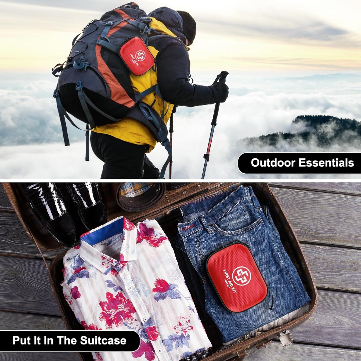 Skiennix Mini First Aid Kit - 150-Piece Waterproof Medical Kit for Home, Travel & Outdoor Emergencies | Red