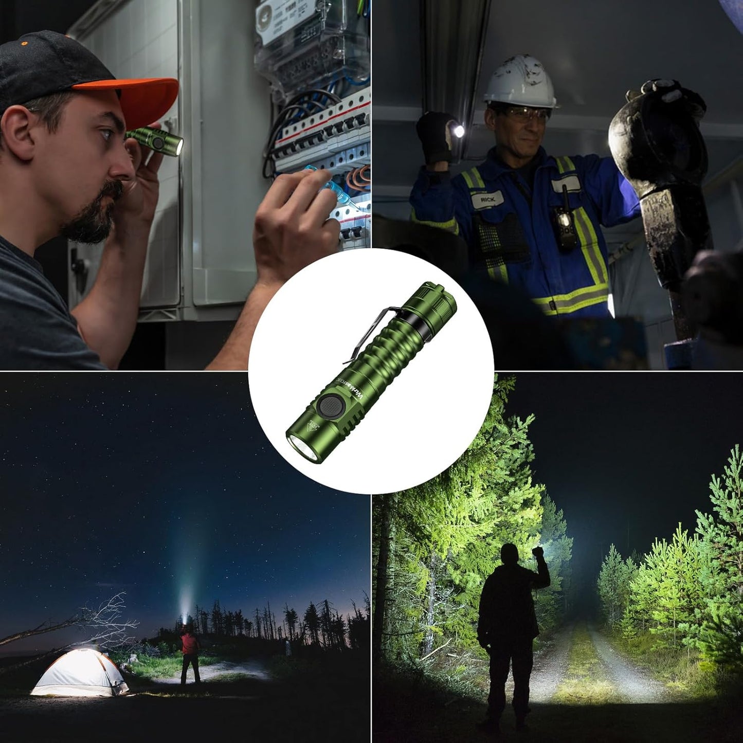 Wurkkos FC11C LED Flashlight - Rechargeable EDC Light with 1200 Lumen, IP68 Waterproof, 155M Beam - Green 5000K