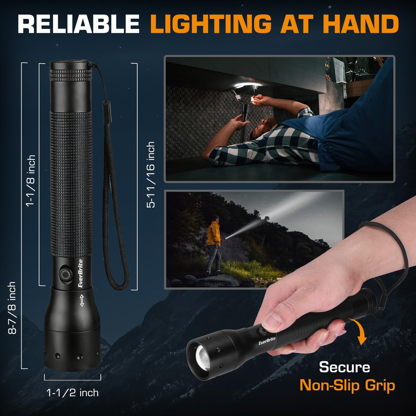 EverBrite 2500LM EDC Rechargeable Flashlight with 3 Modes, Zoomable