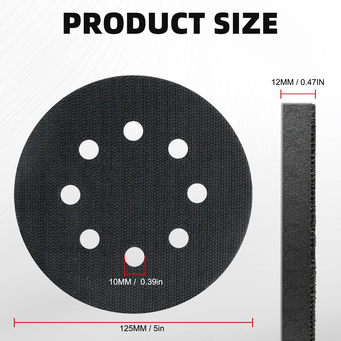 Pukamam 4 Pcs 5 Inch Foam Sponge Sanding Pads 8 Hole Hook and Loop Interface Pads for Random Orbital Sander