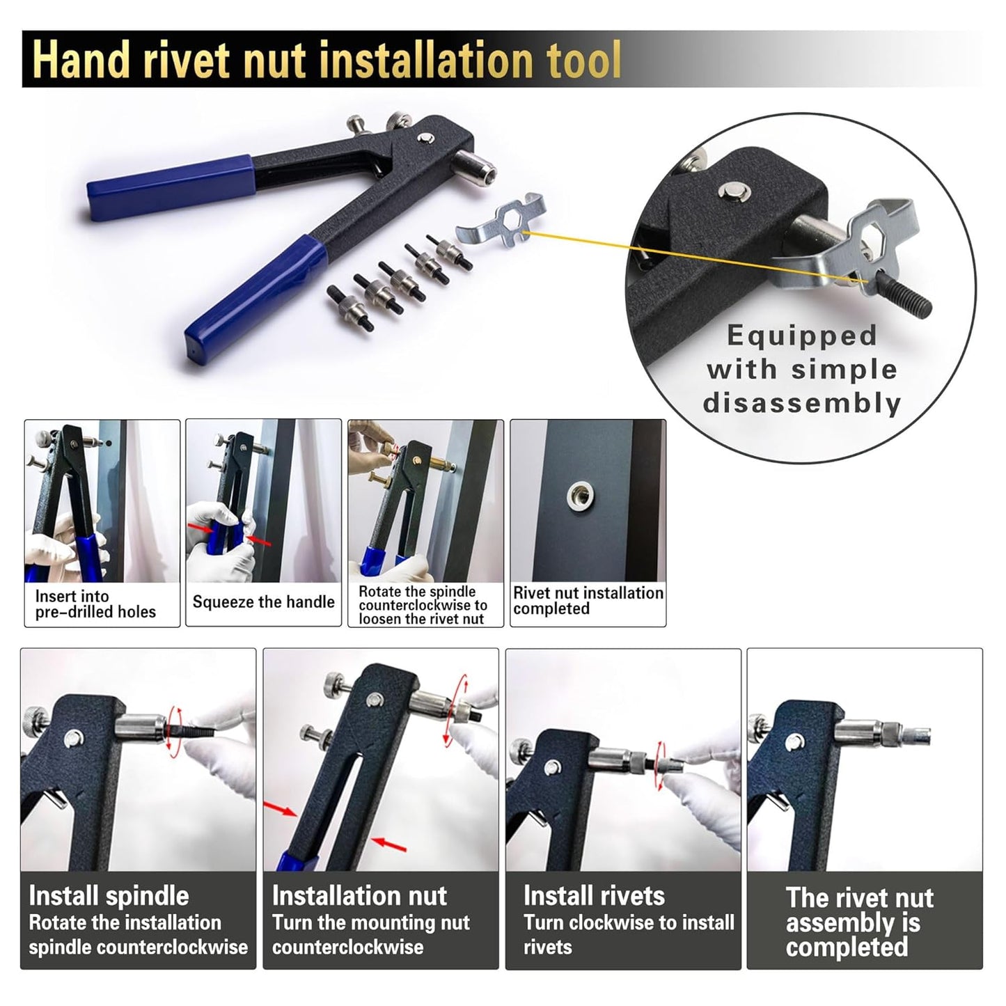 430-Piece Metric Rivet Nut Tool Kit - M8/M6/M5/M4/M3 for Automotive, Furniture & Industrial Use