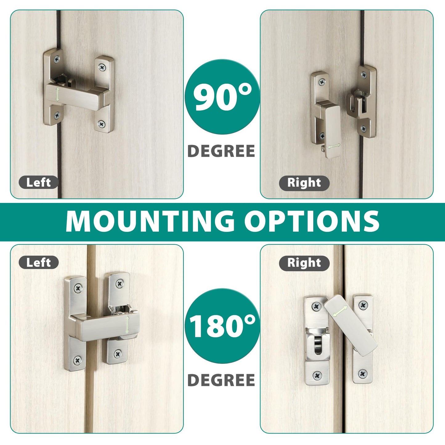 90/180 Degree Flip Latch Gate Latch, Heavy Duty Black Safety Door Lock Enhanced Security Flip Latch Lock Hardware for Interior Door Front Door Barn Garden Fence Window Bathroom Cabinet