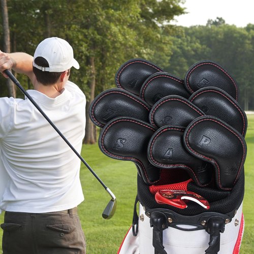 Craftsman Golf Magnetic Headcover Set for Golf Iron Headcovers Black 9pcs Understated with Debossed No.