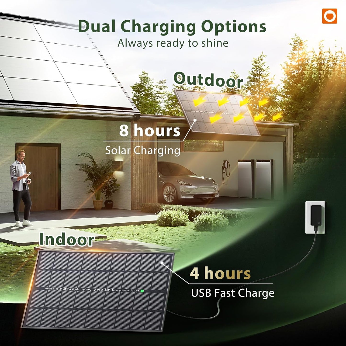 Solar String Lights Outdoor 102FT - 30+2 Waterproof LED Bulbs, Remote Control, Dimmable, 3 Modes for Patio & Garden