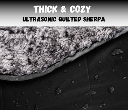 SUITEDNOMAD Large Waterproof Outdoor Stadium Blanket, Windproof and Warm Extra Thick Fleece or Quilted Sherpa, Great for Cold Weather Camping, Picnic, Sports, Festivals (Sherpa, Smoke Gray)