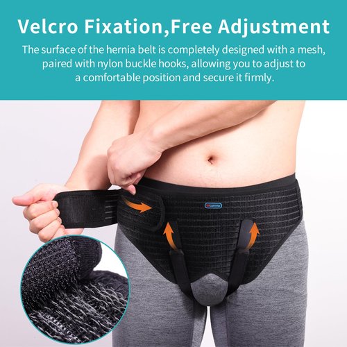 ENLUNTRA Hernia Belts for Men, Adjustable Inguinal Hernia Support Belt for Men & Women with 4 Compression Pads,Hernia Support Truss for Single/Double Inguinal (black-M)