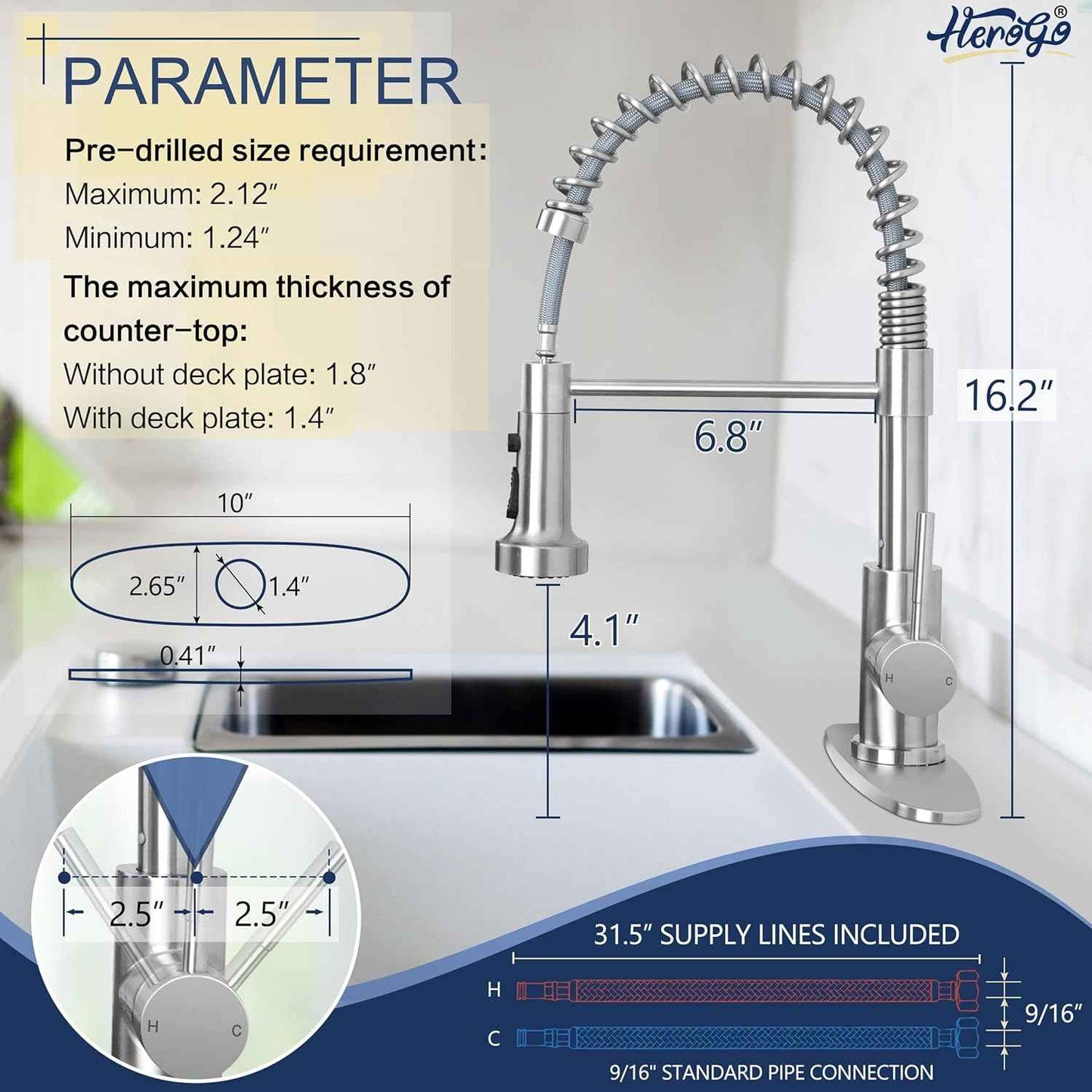 Touchless Kitchen Faucet with Soap Dispenser & Pull Down Sprayer - Commercial Grade Brushed Nickel
