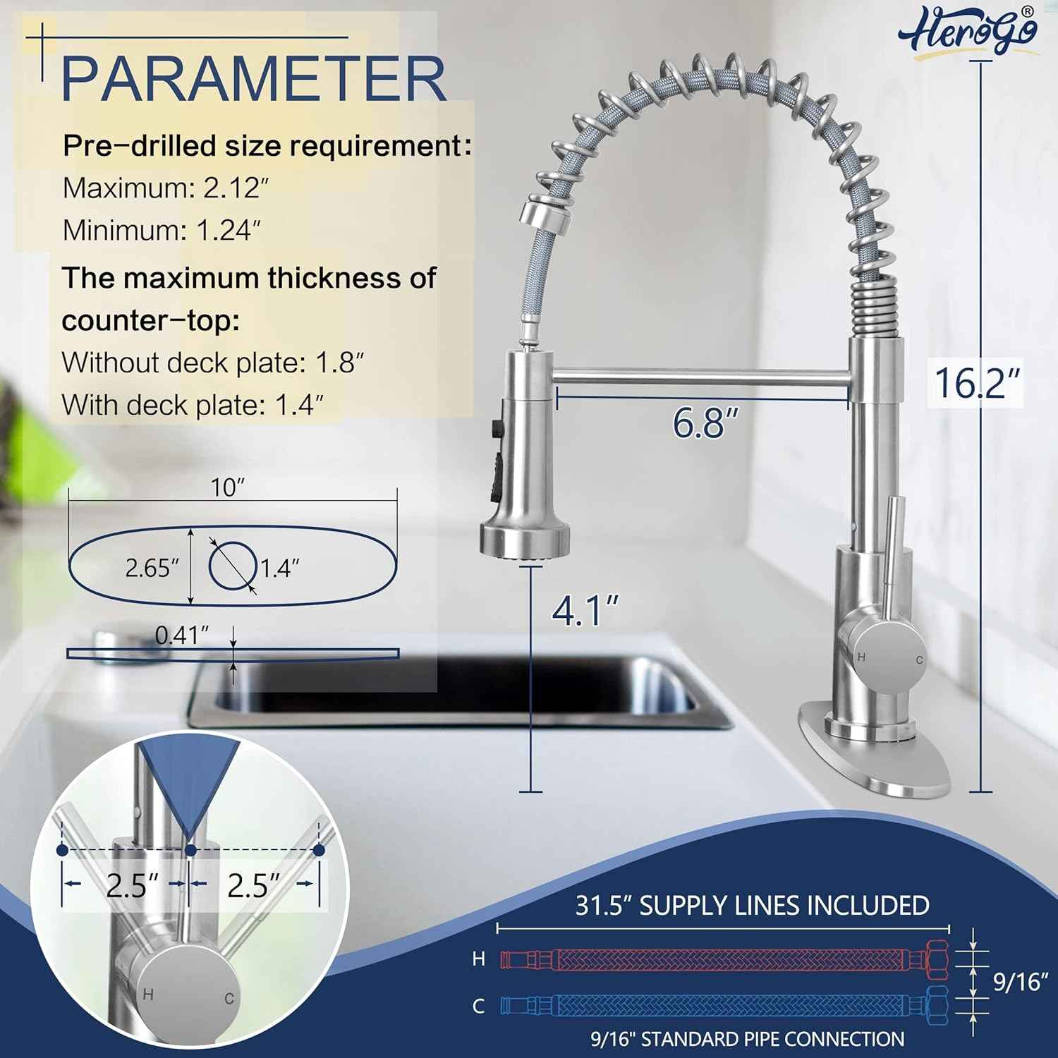 Touchless Kitchen Faucet with Soap Dispenser & Pull Down Sprayer - Commercial Grade Brushed Nickel