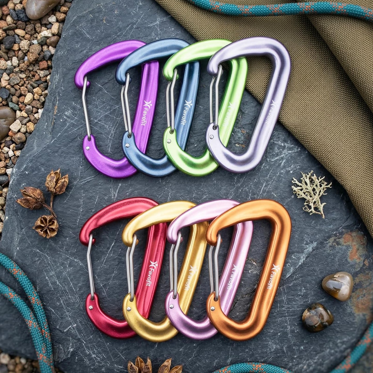 12KN Heavy Duty Carabiner Clips - Favofit 3.2'' Small Carbineers for Hiking Camping Hammocks Keys Keychains Dog Leashes - Ideal for Outdoor Enthusiasts
