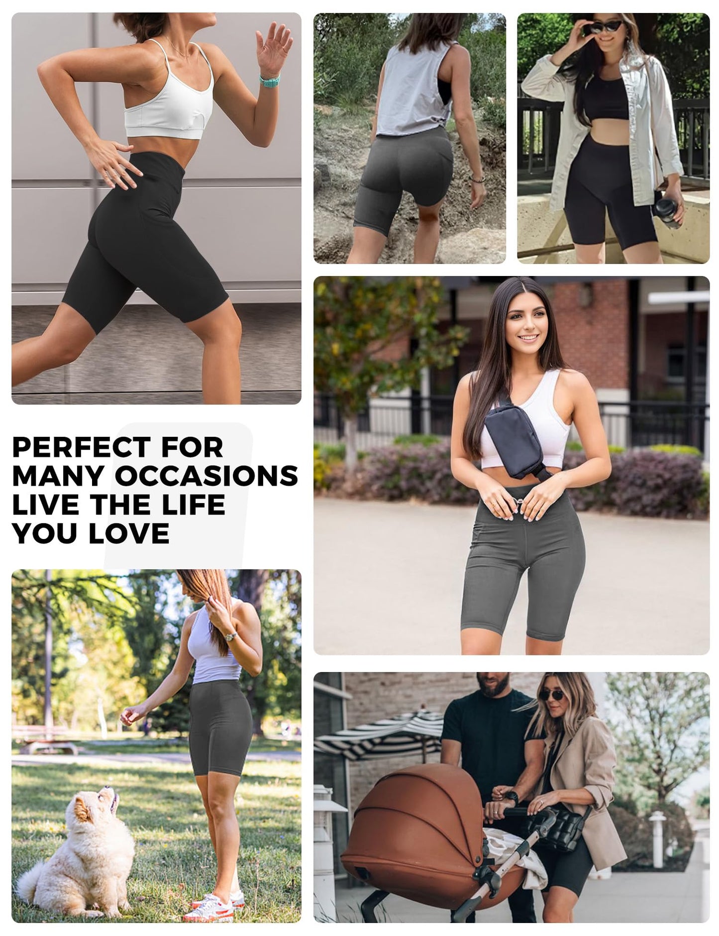 Buauty Biker Shorts Women with Pocket, 5 Inch High Waisted Pull-On Tummy Control Stretch Workout Yoga Athletic Bike Shorts for Gym, Running, Cycling, Casual Wear and Daily Outfits