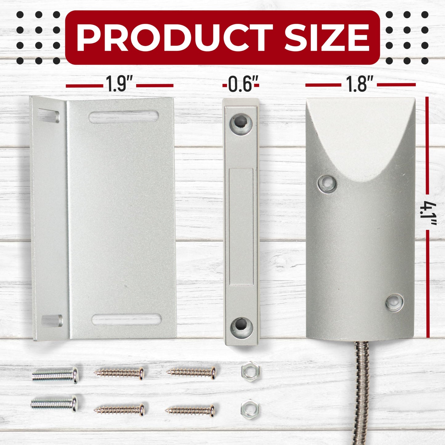 Wired Alarm Heavy Duty Garage Door Magnetic Contacts with Adjustable Bracket