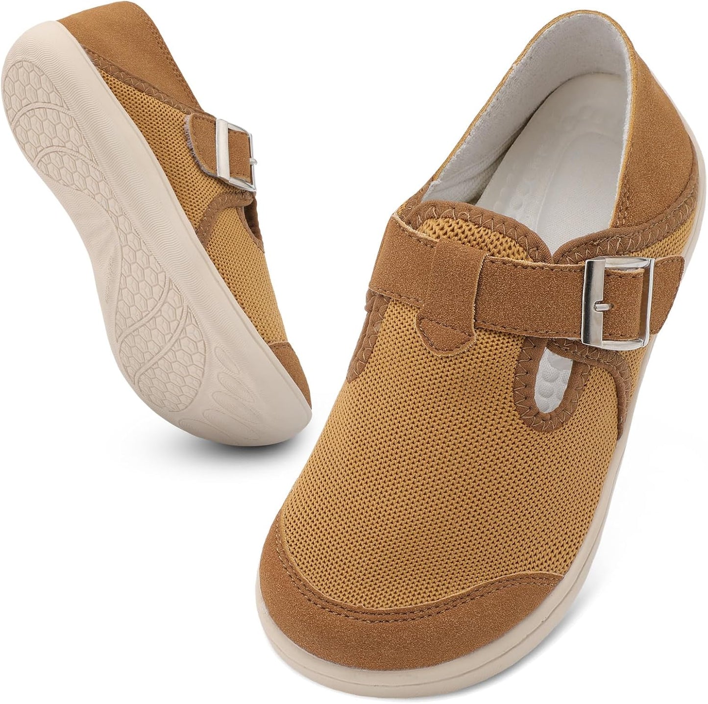 XIHALOOK Women's Barefoot Walking Shoes - Wide Toe Minimalist Loafers with Adjustable Strap | Slip-On Clogs