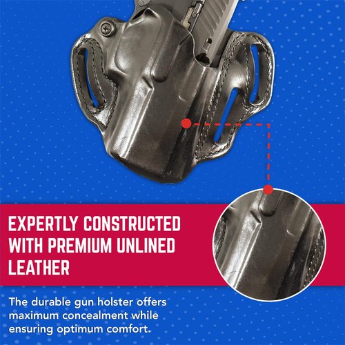 Desantis Speed Scabbard Holster - OWB Leather Pistol Holster, Compatible with SIG P320 & P250 Compact/Carry, with or Without ROMEO1 Reflex Sight - SIG P320 XCOMPACT - Right Hand Draw, Black