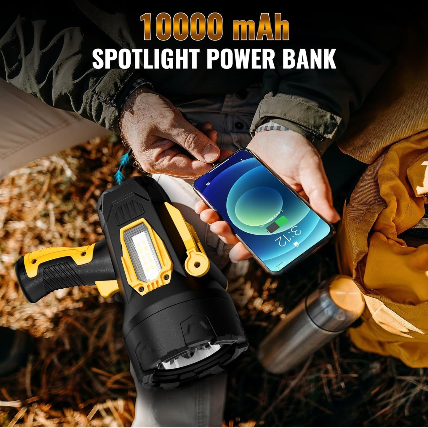 99000 Lumens Rechargeable Spotlight with Tripod - Super Bright LED Flashlight for Hunting & Outdoor Use