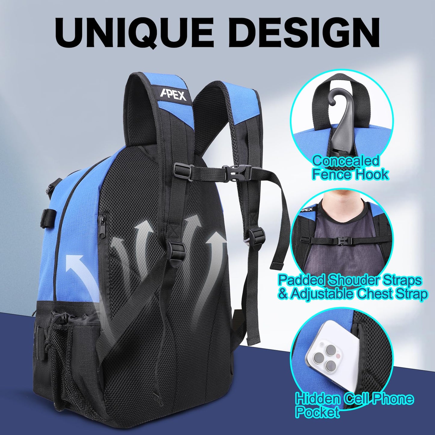 Apex Outdoors Lacrosse Bag, Large Lacrosse Backpack with Two Stick Holders