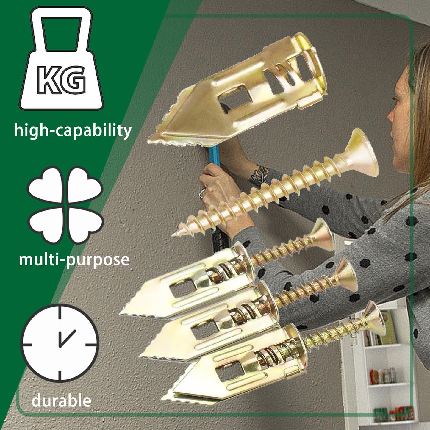 Tanbupu 200Pcs Self Drilling Drywall Anchors with Screws Kit, 2025 Upgraded (0.47X1.18inch) Zinc Plated Steel Wall Anchors and Self Tapping Screws No Drill or Holes in Wall
