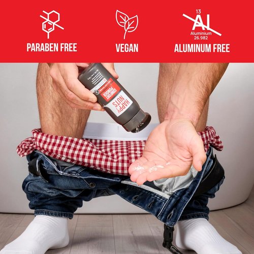 Happy Nuts Comfort Powder Deodorant for Men - Aluminum-Free Anti-Chafing & Odor Control, 6 oz, Original Scent