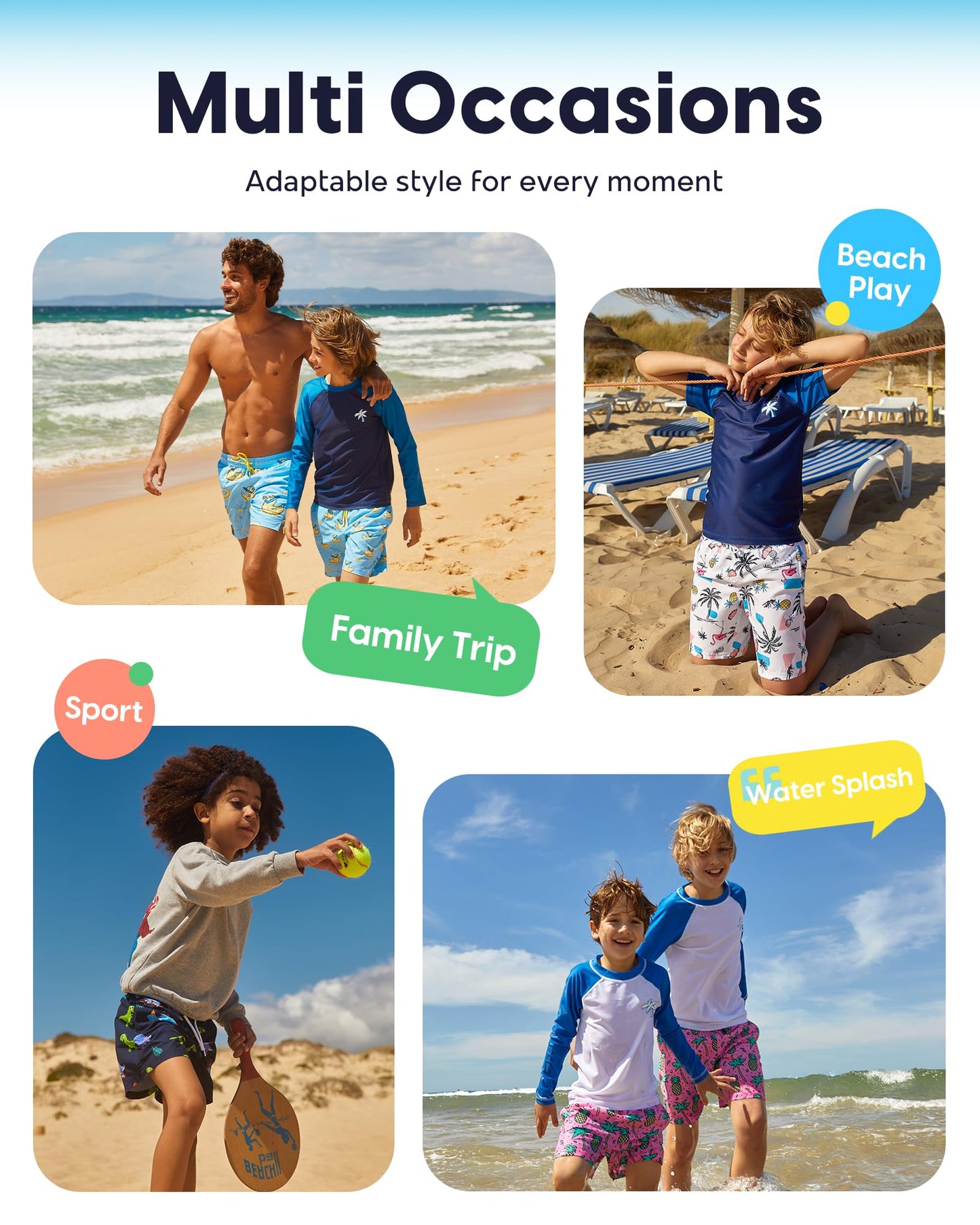maamgic Boys Swim Trunks with Compression Liner Toddler Stretch Swim Shorts Quick Dry Swimming Trunks Boxer Brief 2 in 1 Beach Shorts Stripe Grayblue 8