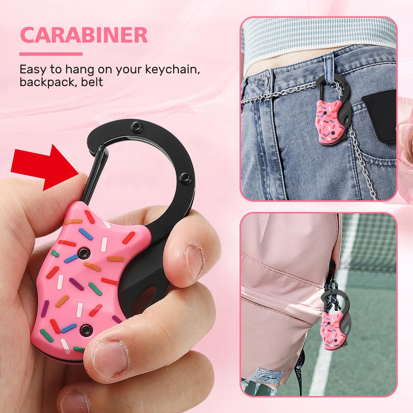 Donut Folding Pocket Utility Knife,1.34''Blade Small EDC Knife,Pink Pocket Knife for Women Men,Cute Folding Knife Box Cutter,Perfect Christmas Gift for Women(Donut)