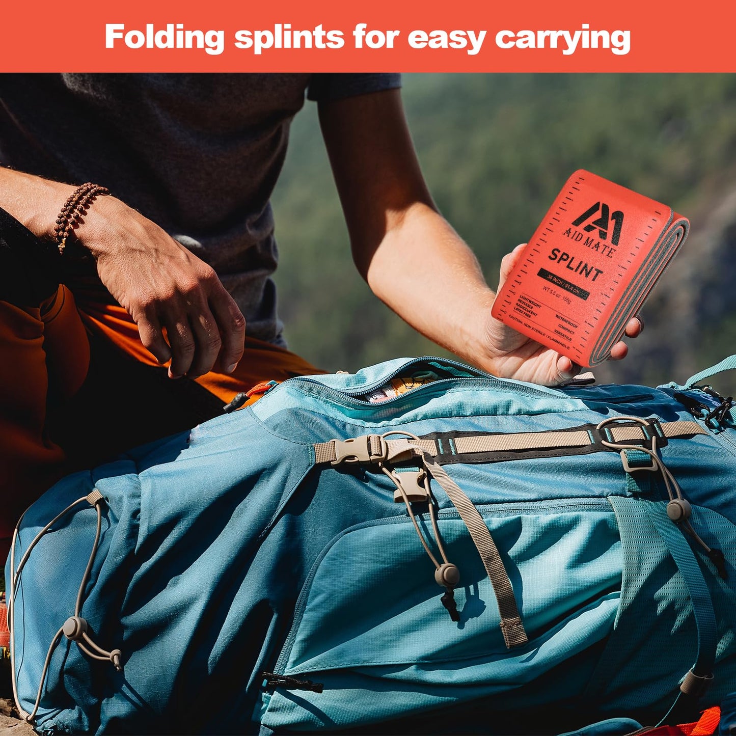 AID MATE First Aid Splint Kit 36" x 4.3" - 2 Pack Emergency Bone Splint with Adhesive Tape, Fracture Support for Home Car Camping Hiking