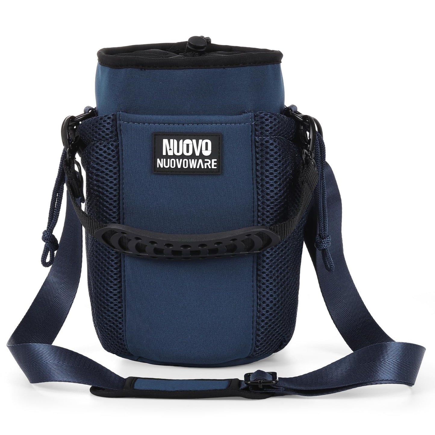 Nuovoware Water Bottle Carrier Bag, 64OZ Insulated Water Bottle Holder with Strap 4 Pockets, Water Bottle Carrier Sling Bag for Walking Hiking Camping Fishing Sport, Blue