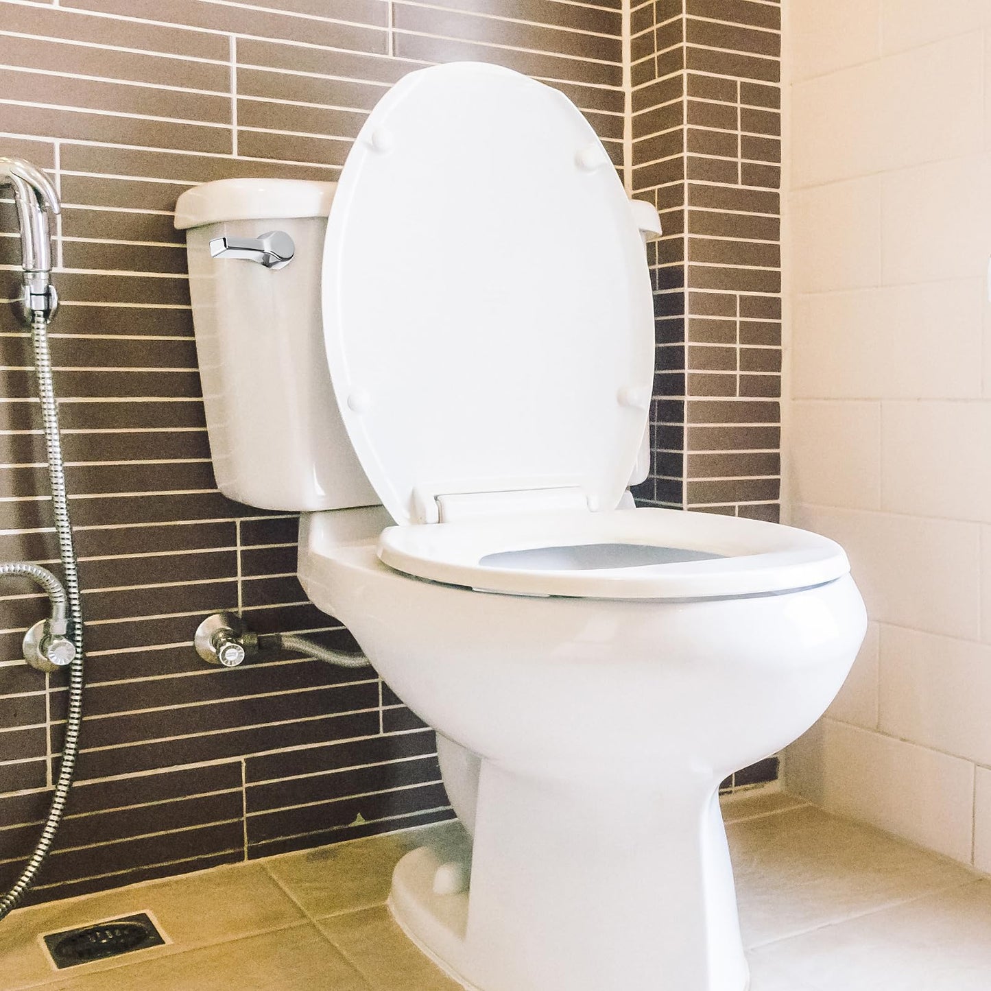 Universal Front Mount Toilet Handle Replacement Kit - Zinc Alloy Handle, Solid Brass Rod with Stainless Steel Chain