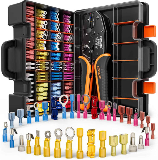 Heat Shrink Connector Crimp Tool Kit - 48 Sizes (22-10 AWG) Marine Grade Wire Connectors & Pliers
