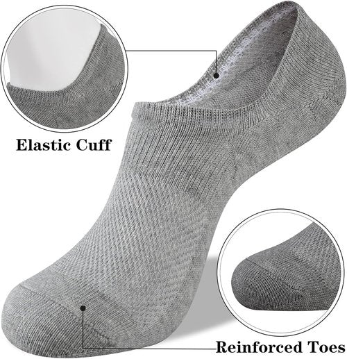 Heatuff No Show Socks - Women's Cotton Low Cut Non-Slip Casual Liners | 6-9 Pairs