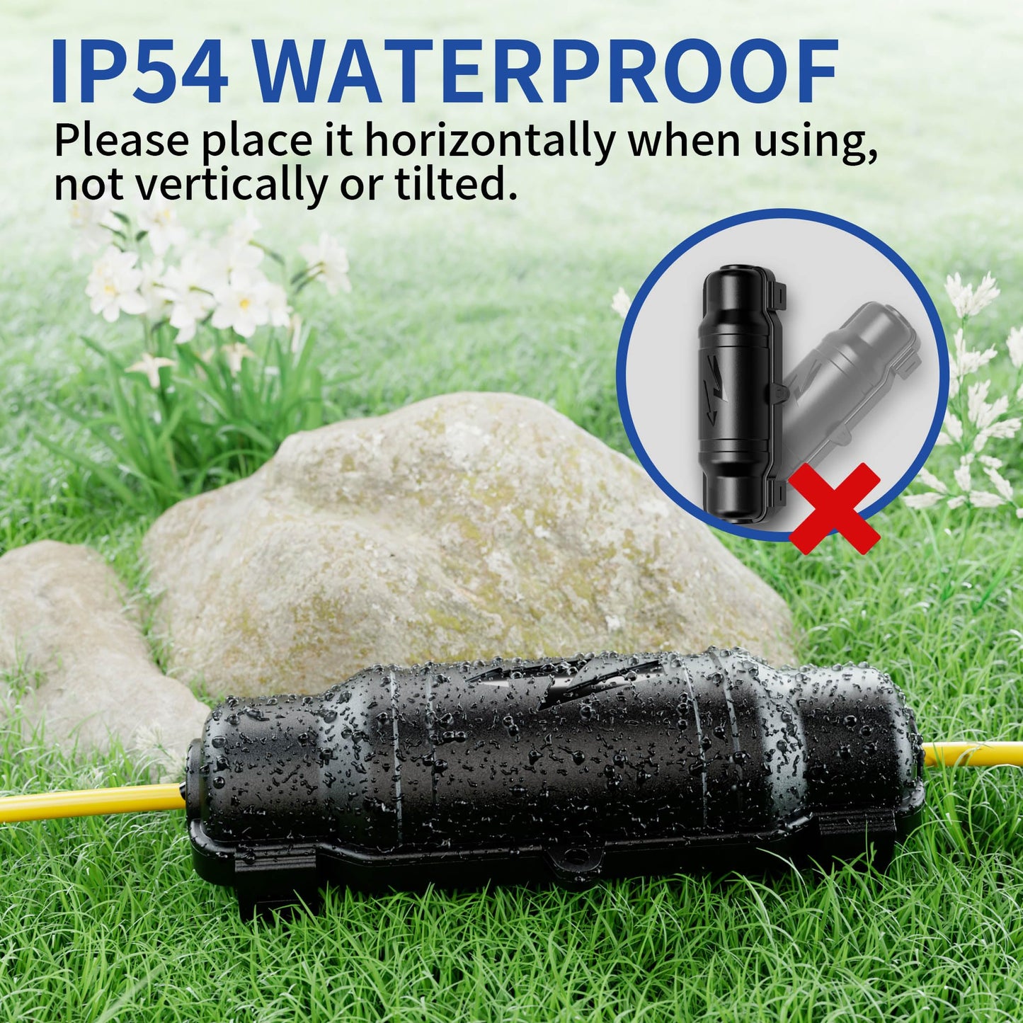 Cismorvex 3 Pack Outdoor Extension Cord Safety Cover with Waterproof Seal IP54 Water-Resistant, Weatherproof Electrical Connection Box with 2 Latches, Plug, Socket, Holiday Decoration Light, Black