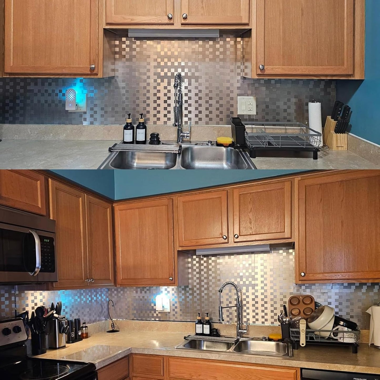 Stainless Steel Peel and Stick Backsplash Tiles - 20 Sheets, 12''x12'' for Kitchen & Bathroom