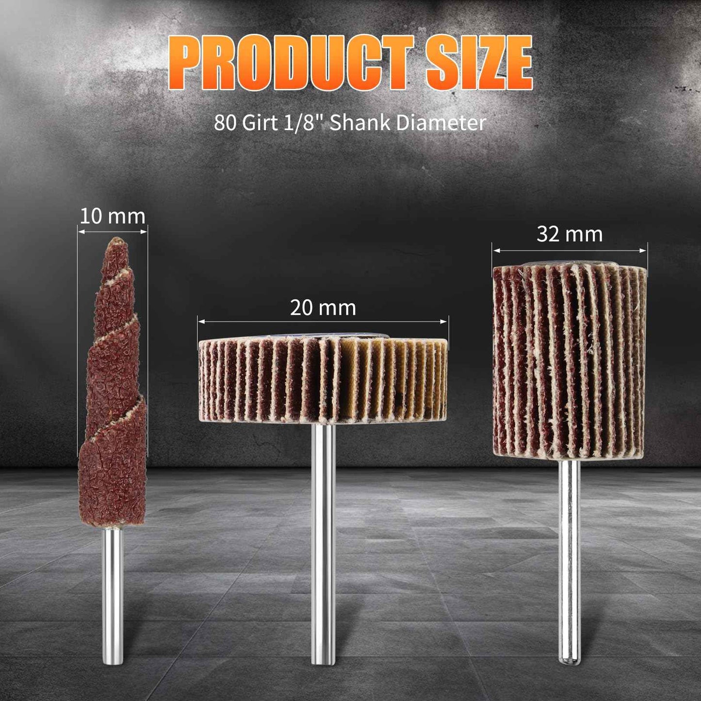 Mixiflor 60 Pcs Flap Wheel Sander for Dremel, 80 Grit Flap Sanding Wheel Rotary Tool Accessories Kit for Removing Rust and Polishing,1/8-inch Shank