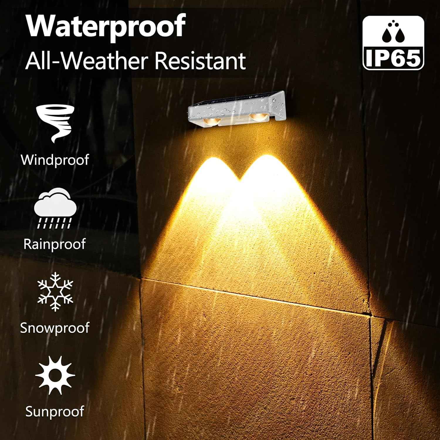 Brizled 12-Pack Solar Fence Lights – RGB & White Color-Changing Outdoor Wall Lights, IP65 Waterproof for Decks & Stairs