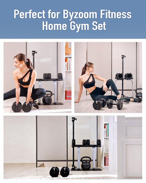BYZOOM FITNESS Adjustable Dumbbell Stand Rack Holder for 12.5, 25, 27.5LB Adjustable Dumbbells, Weight Training Fitness Exercise for Home Gym Woman Beginner, White or Black (Black)