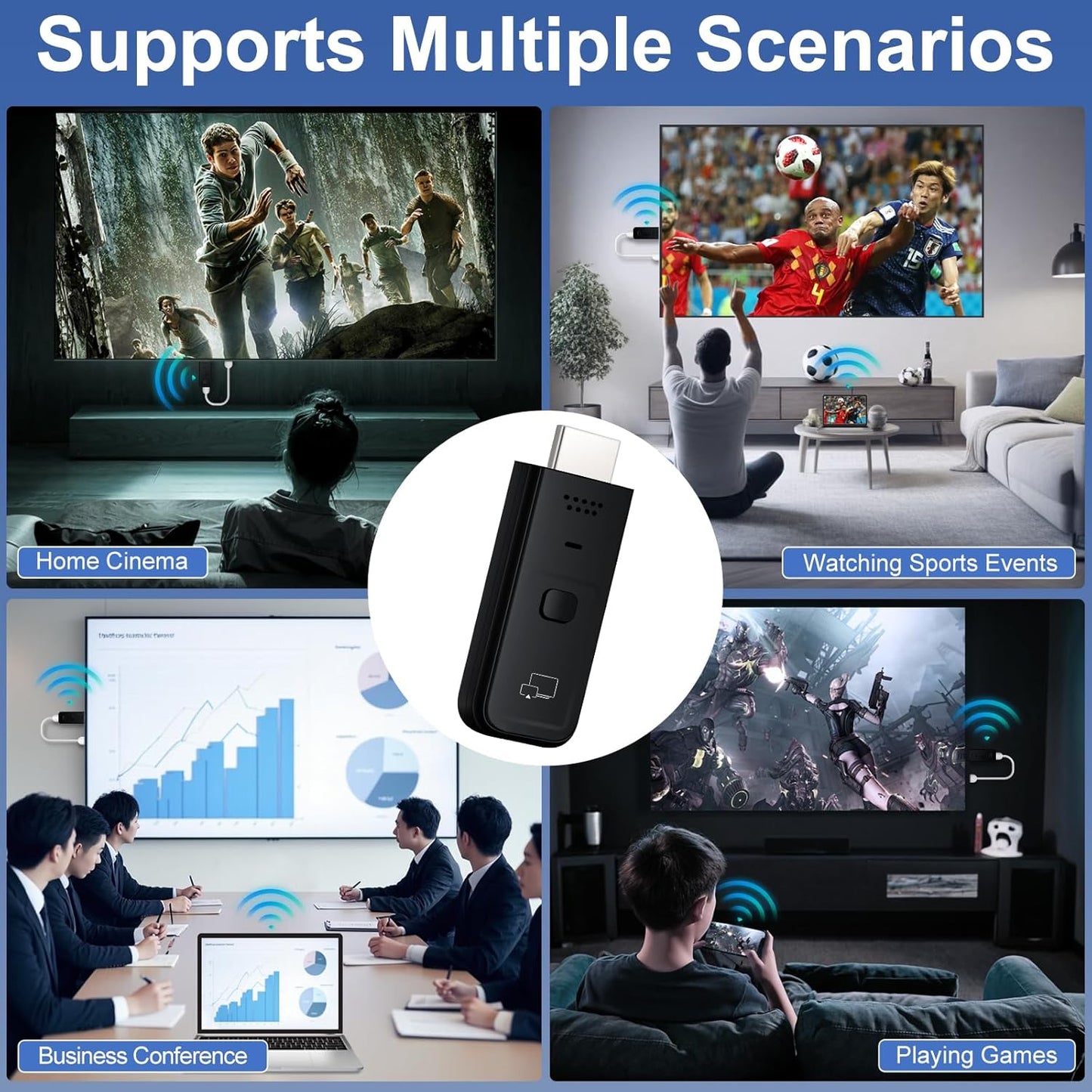 Wireless HDMI Display Dongle Adapter 2025 - 1080P Plug & Play Receiver for TV/Monitor/Projector