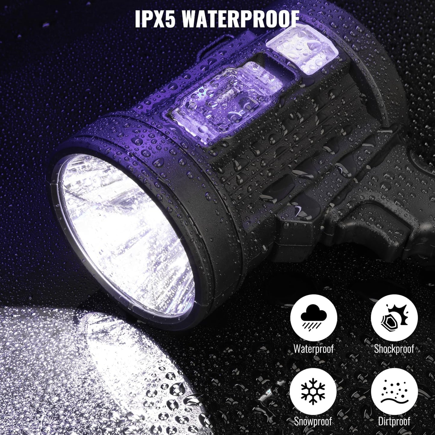 99,000 Lumens Rechargeable Handheld Spotlight - Super Bright LED Flashlight for Boats