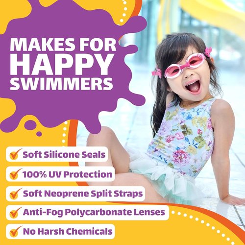 Frogglez Anti-Fog Swimming Goggles - Premium Pain-Free Strap for Kids Ages 3-10