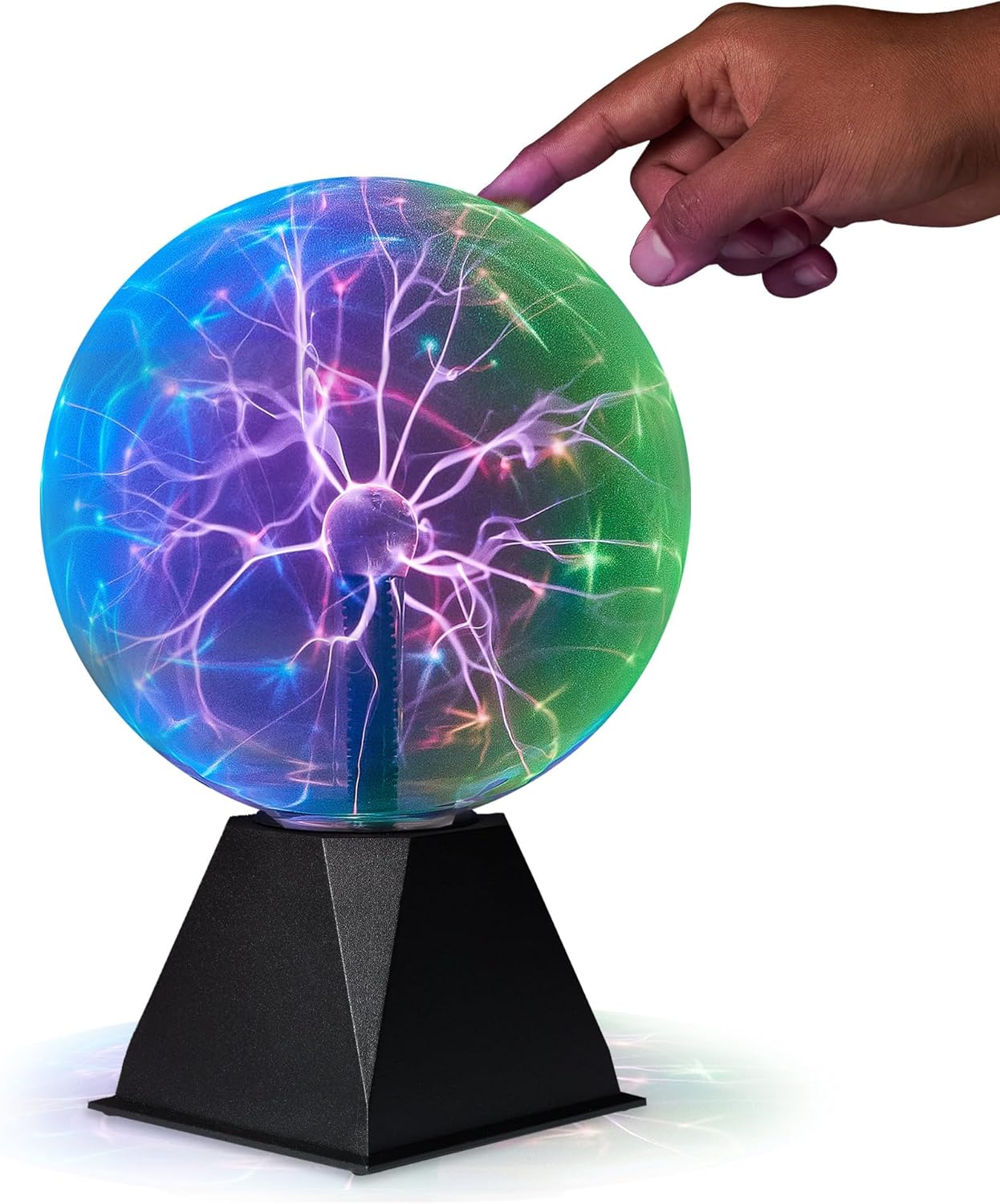 Playbees 7-Inch Colorful Plasma Ball - Tesla Coil Globe with Multicolor Lightning Effects for Parties & STEM Learning