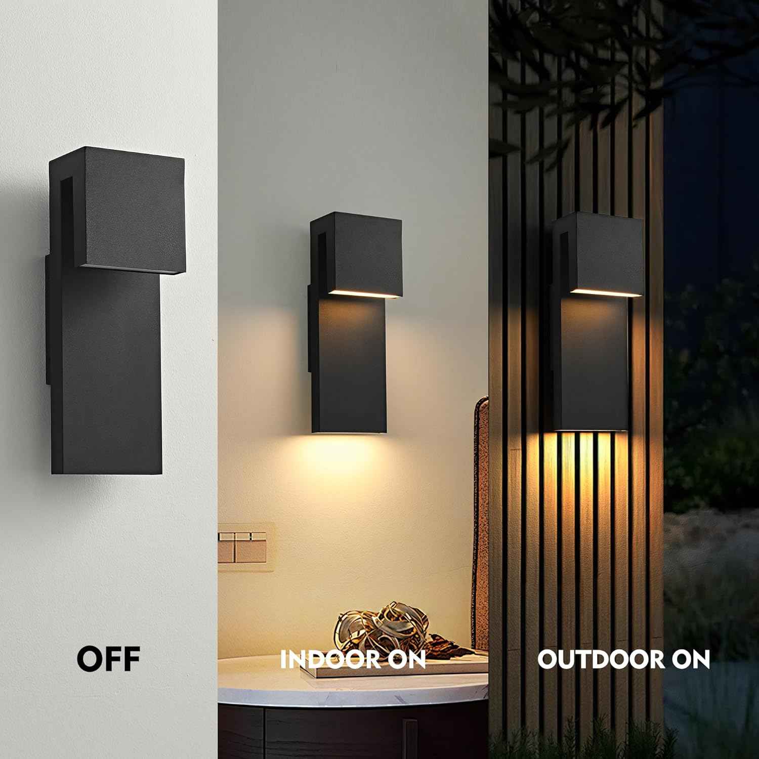 LED Outdoor Wall Sconce 3000K - Waterproof 18W Black Porch Light Fixture for Garage & Balcony