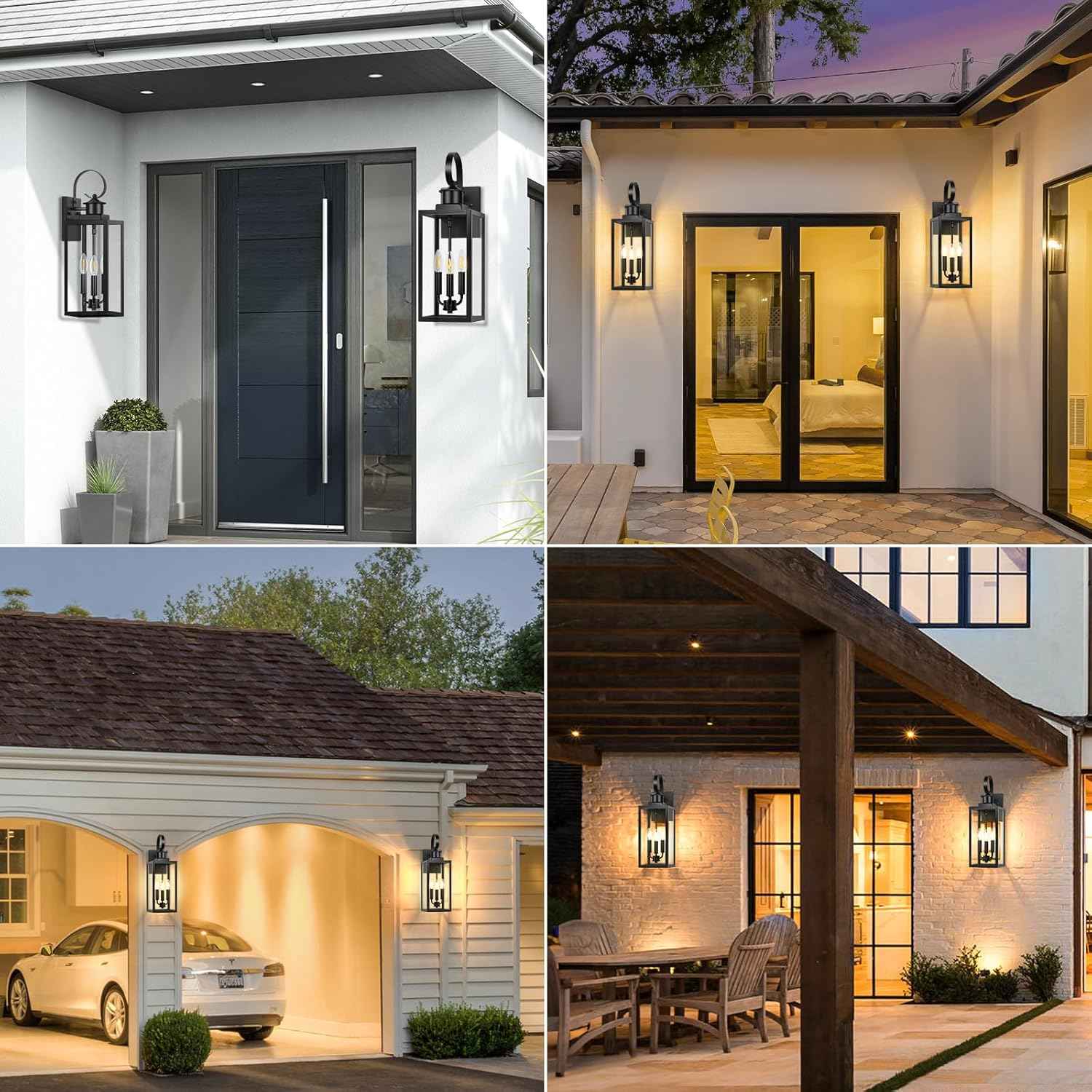 3-Light Waterproof Outdoor Wall Lantern - Black Sconce Fixture for Porch & Garage