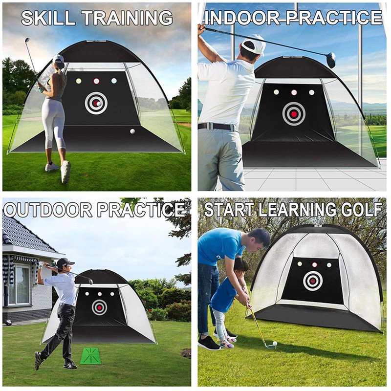 Golf Net, 10x7ft Golf Hitting Practice Net for Backyard Driving Chipping Indoor&Outdoor Swing Training Net with Base Hitting Mat, Target&Balls, Ideal Gift for Men Dad, Golf Lovers