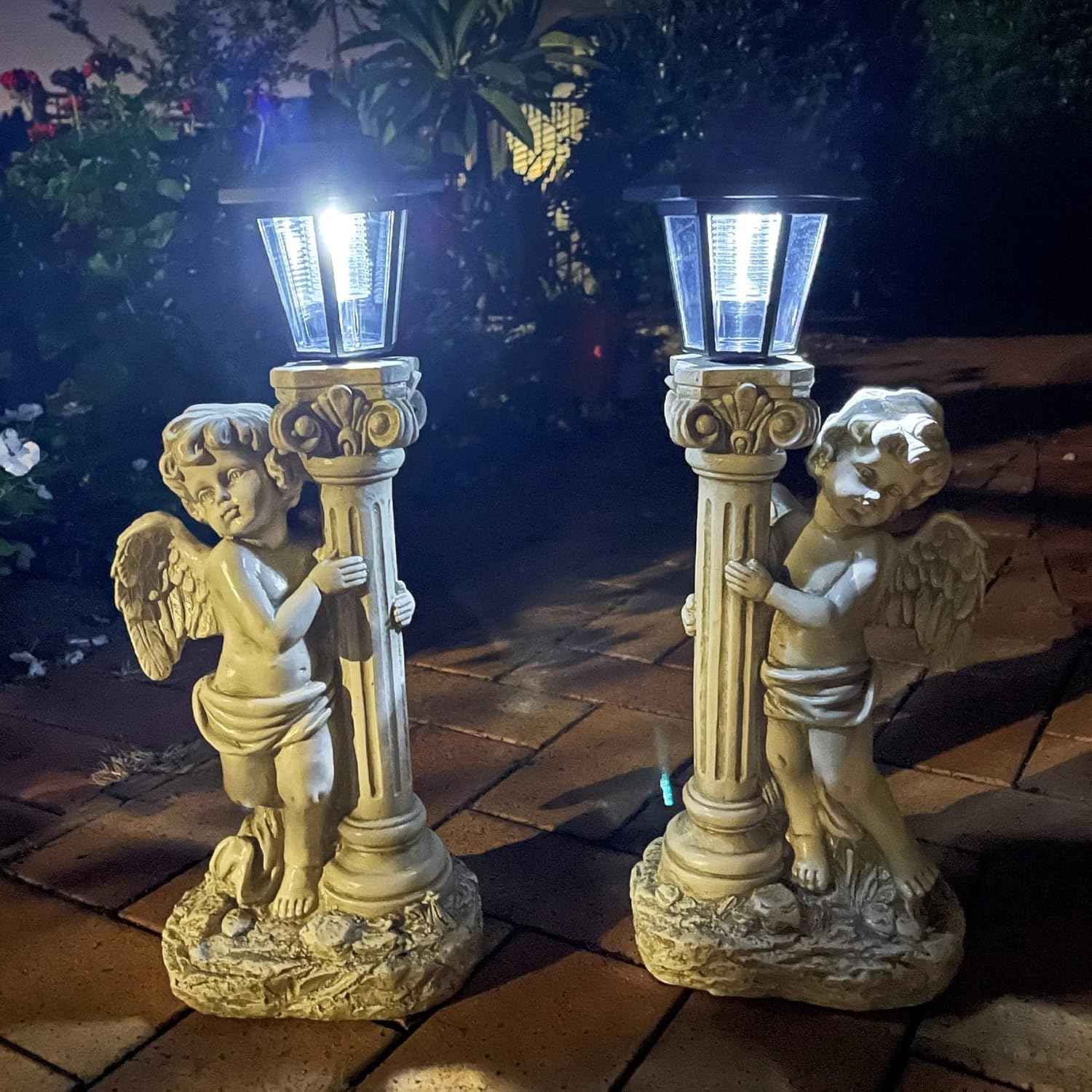 19.7-Inch Solar Angel Statue with Roma Pillar - Outdoor Garden Decor & Christian Gift