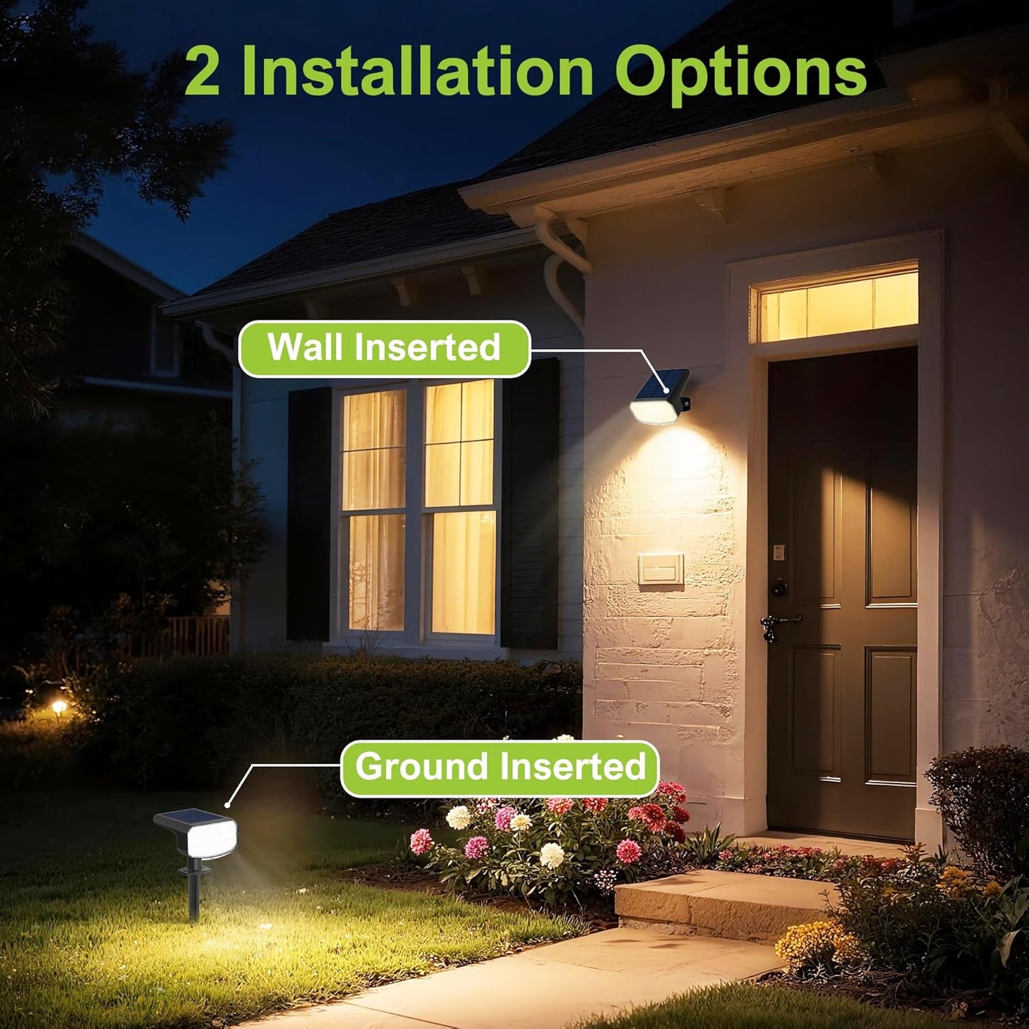 Super Bright Solar Spot Lights - 6 Pack, Waterproof IP65, 2 Color Temperatures, 4 Modes for Outdoor Landscape